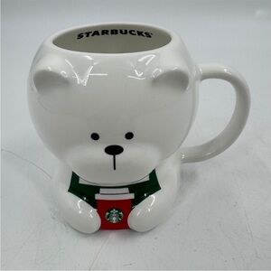 Starbucks Bearista Bear Mug White Holding Coffee Cup Christmas Holiday Ceramic